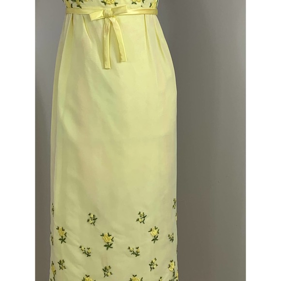 Vintage 50s 60s Bridgerton Jane Austen Regency Midcentury Maxi Yellow Dress ~XS - Picture 5 of 14
